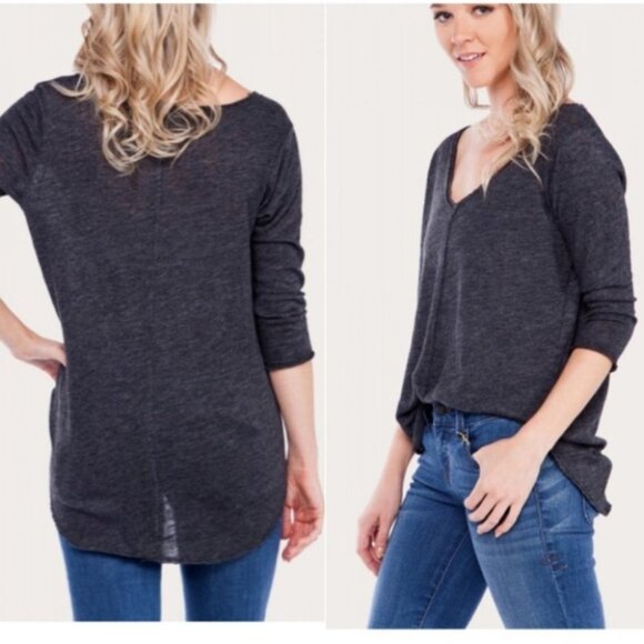 Urban Outfitters Project Social T Debbie Top Knit V-Neck Long Sleeve Gray XS - Picture 12 of 13